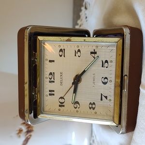 1970s DELUXE Vintage Germany Folding Travel Alarm Clock